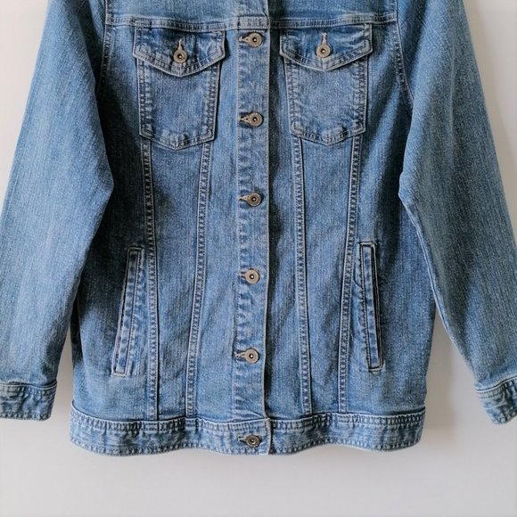 Arizona Jean Co Womens Blue Long Sleeve Collared Button-Up Denim Jacket Size M - Picture 4 of 6